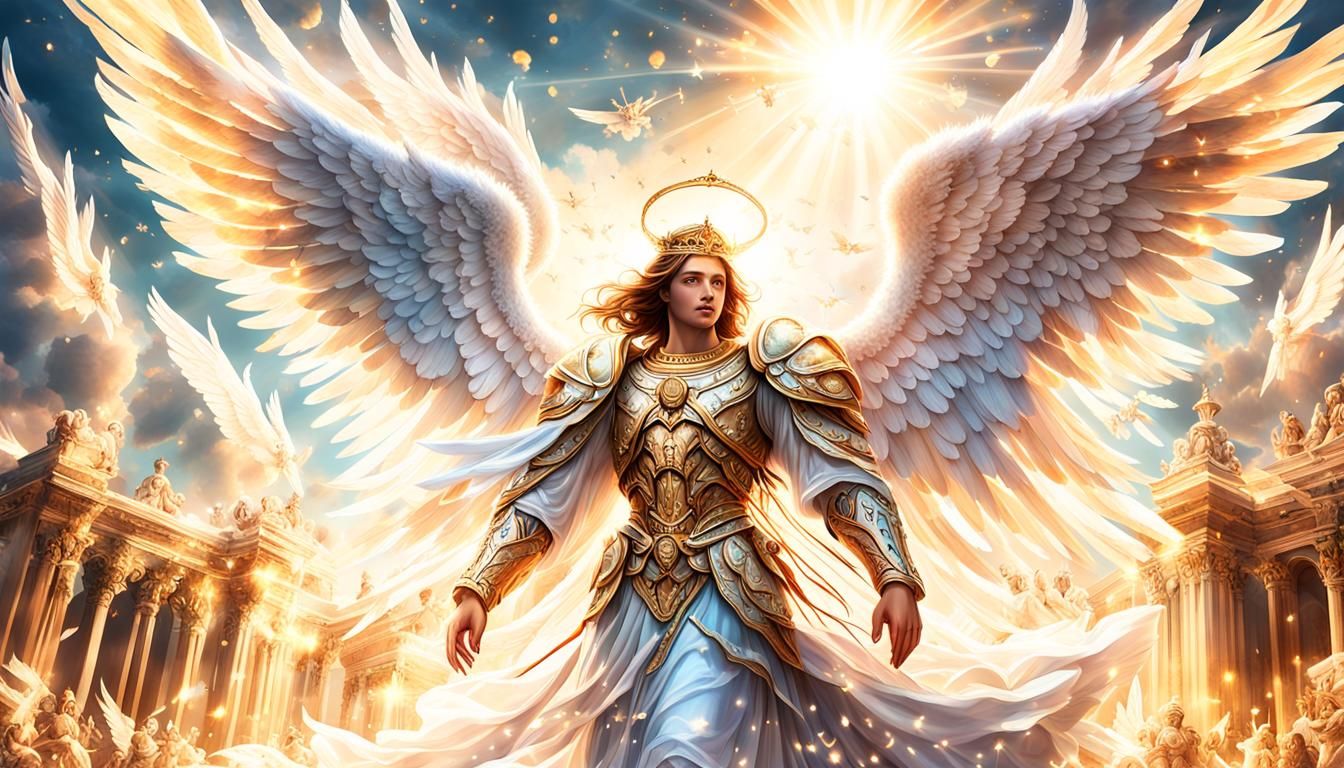 Ethereal Angels Fill the Sky in Vibrant, Detailed Digital Ar...