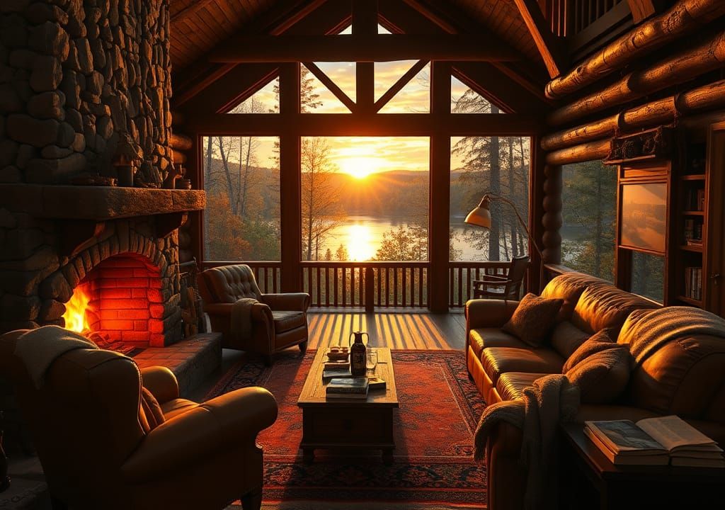 Warm Cabin Interior in Cinematic Light