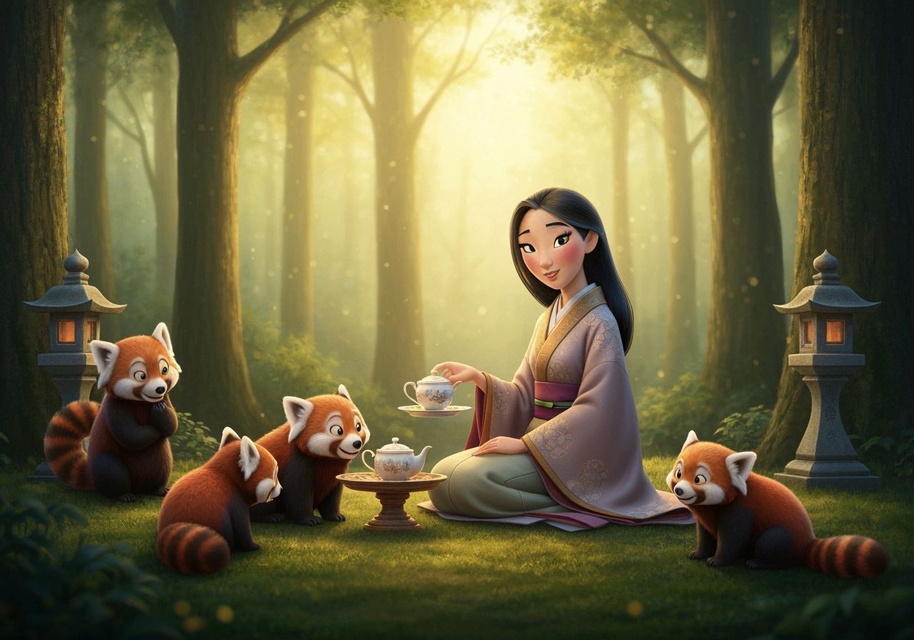 Mulan's Forest Tea Party with Red Pandas