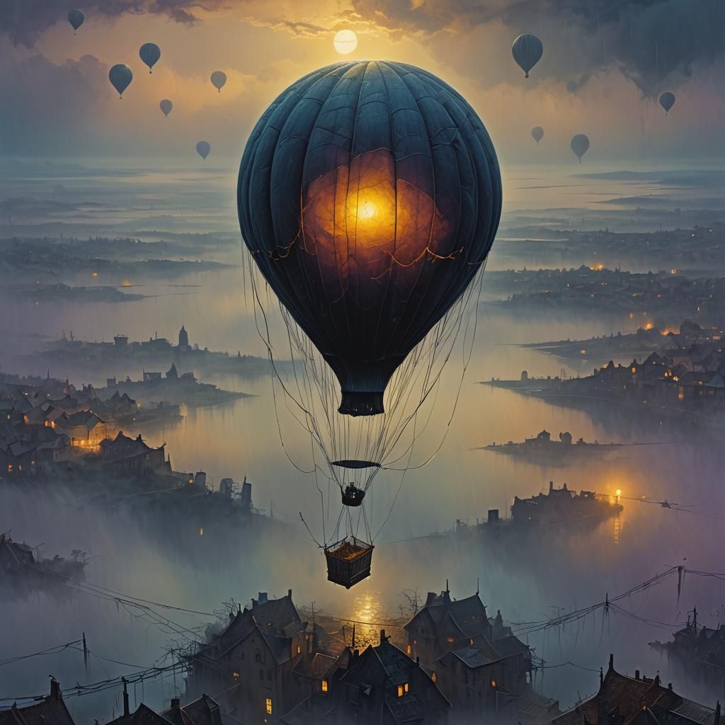 Lonely Balloon in Dark Fantasy Surrealism