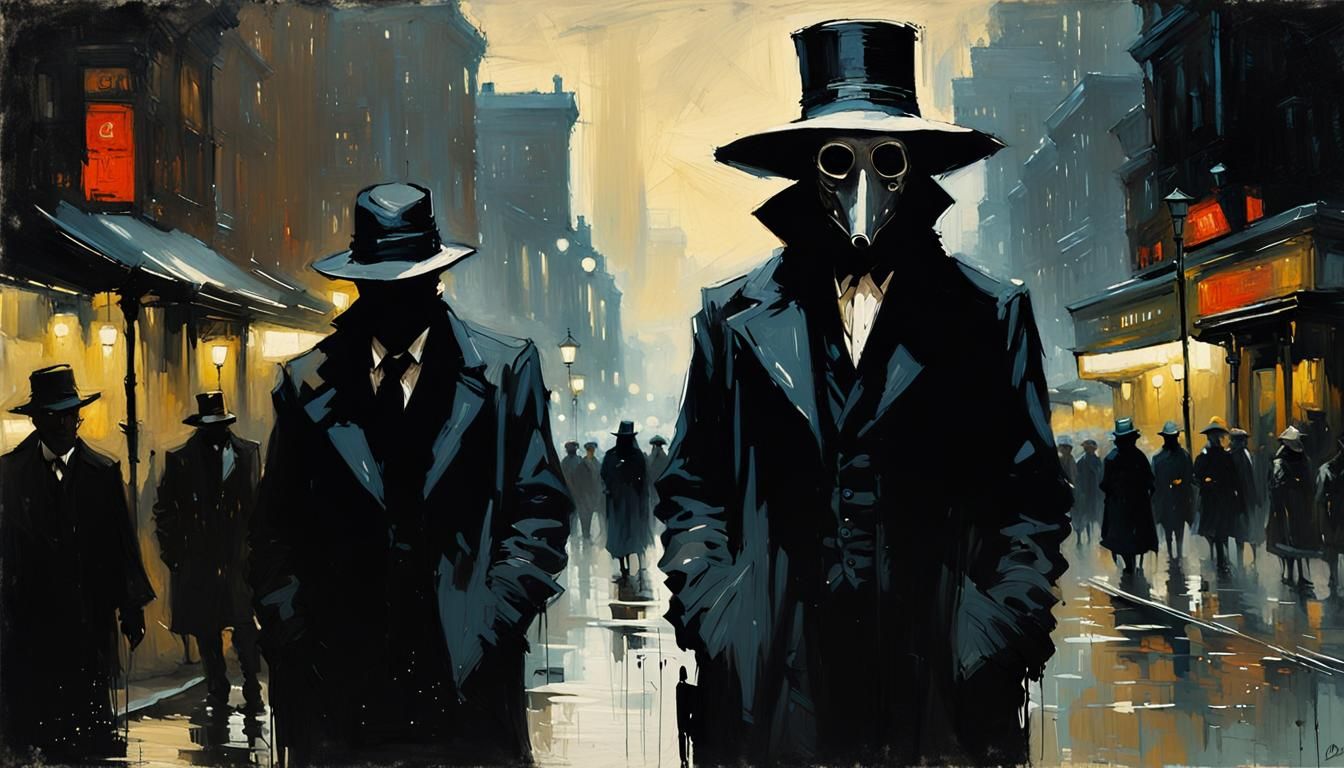 Dramatic Plague Doctor Portrait in Impressionistic Style