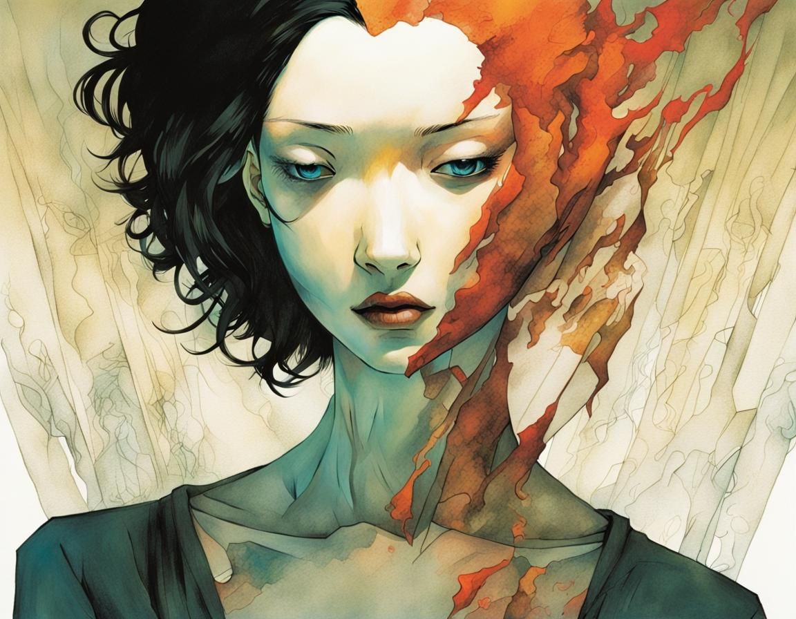 Terrifying Prometheus Portrait in Graphic Novel Style