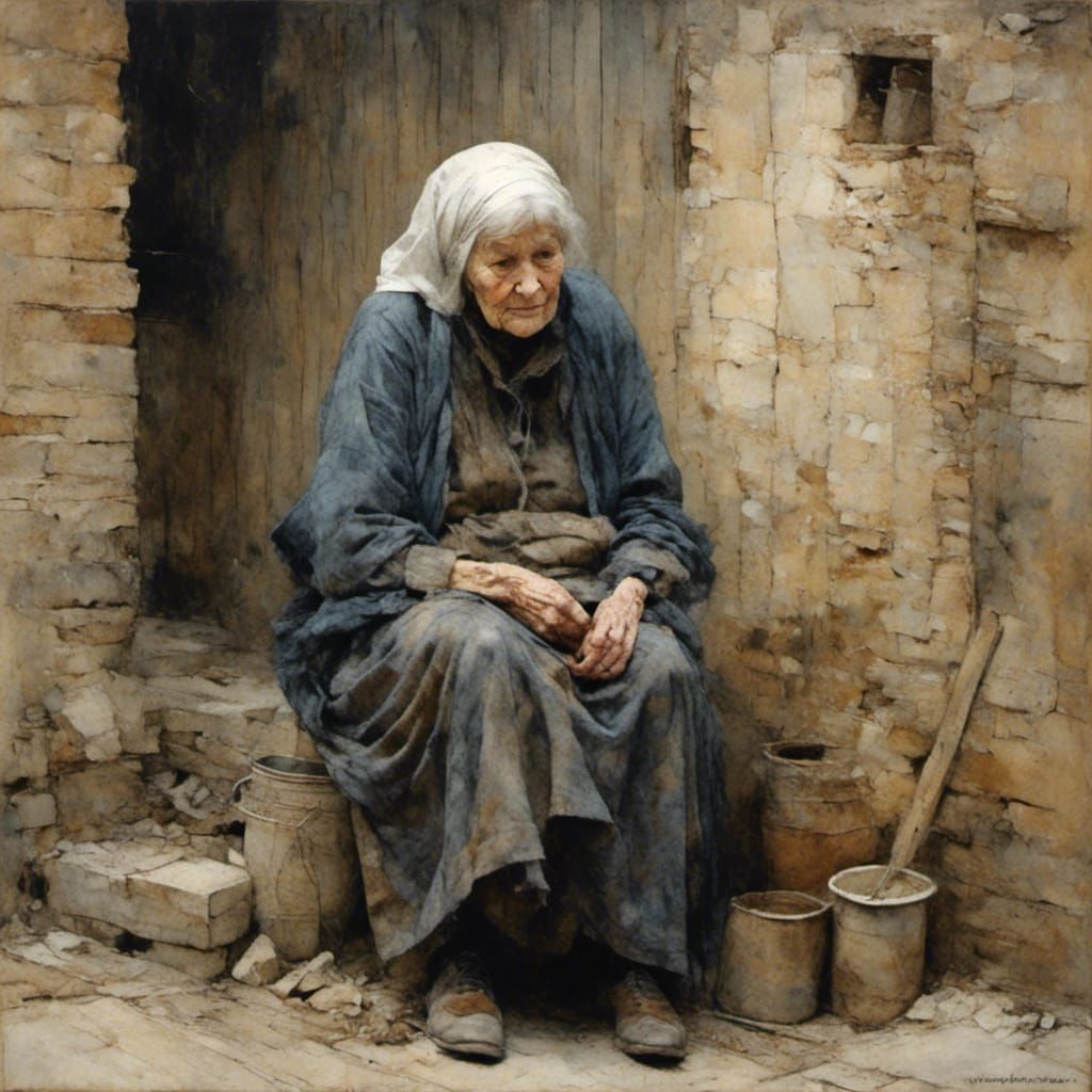 Old woman <lora:Brushed charcoal:1.0>