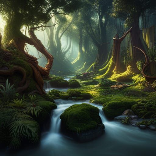 Fantastical Forest in Detailed Matte Painting Style