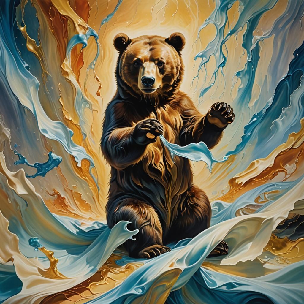 Surreal Bear Manipulating Reality in Dreamlike Style