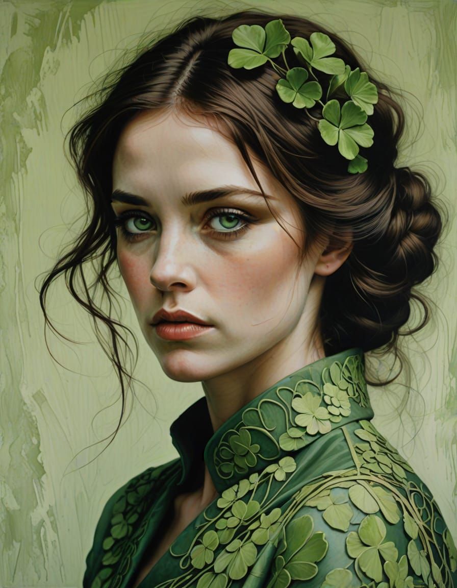 Surreal Irish Portrait in Gouache Style