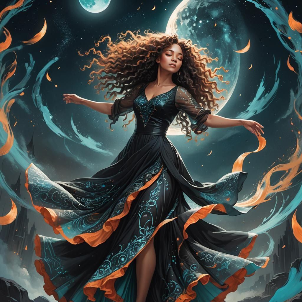Moonlit Dance: A Whimsical Fantasy Art Piece