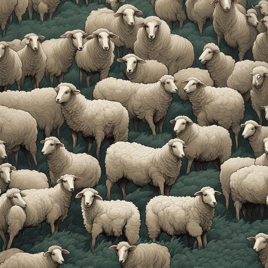Plaid Sheep Herd: Hyperdetailed Matte Photography