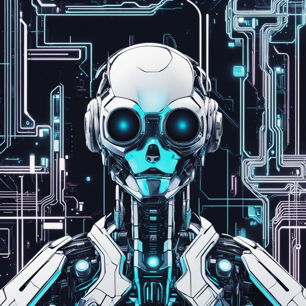 Futuristic AI Interface in Neon Noir Style