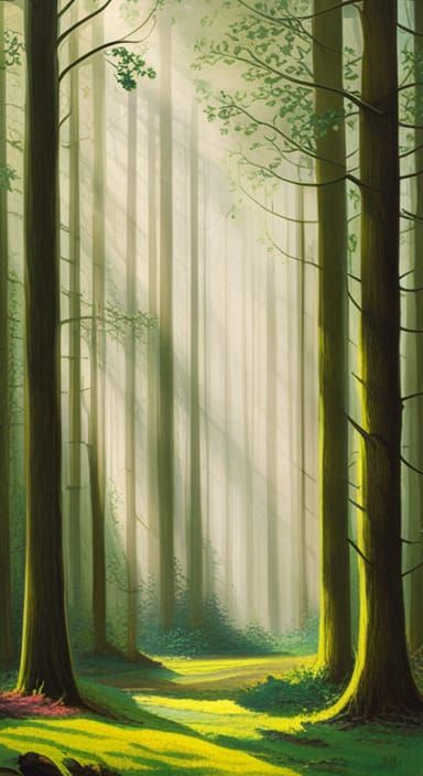 Sunlit Forest Glen: Impressionistic Realism