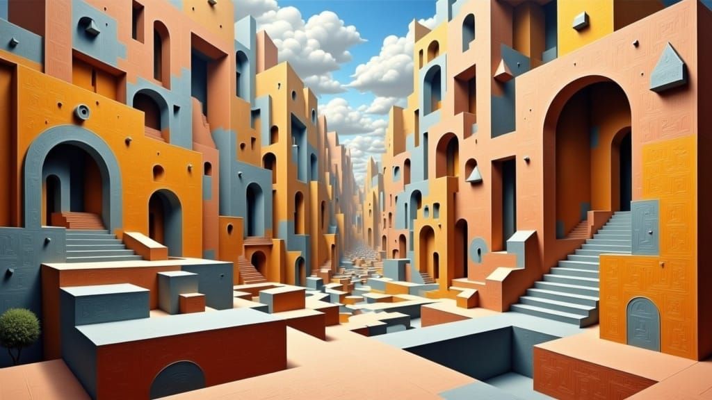 Mind-Bending M.C. Escher-Inspired Architecture in Earthy Ton...