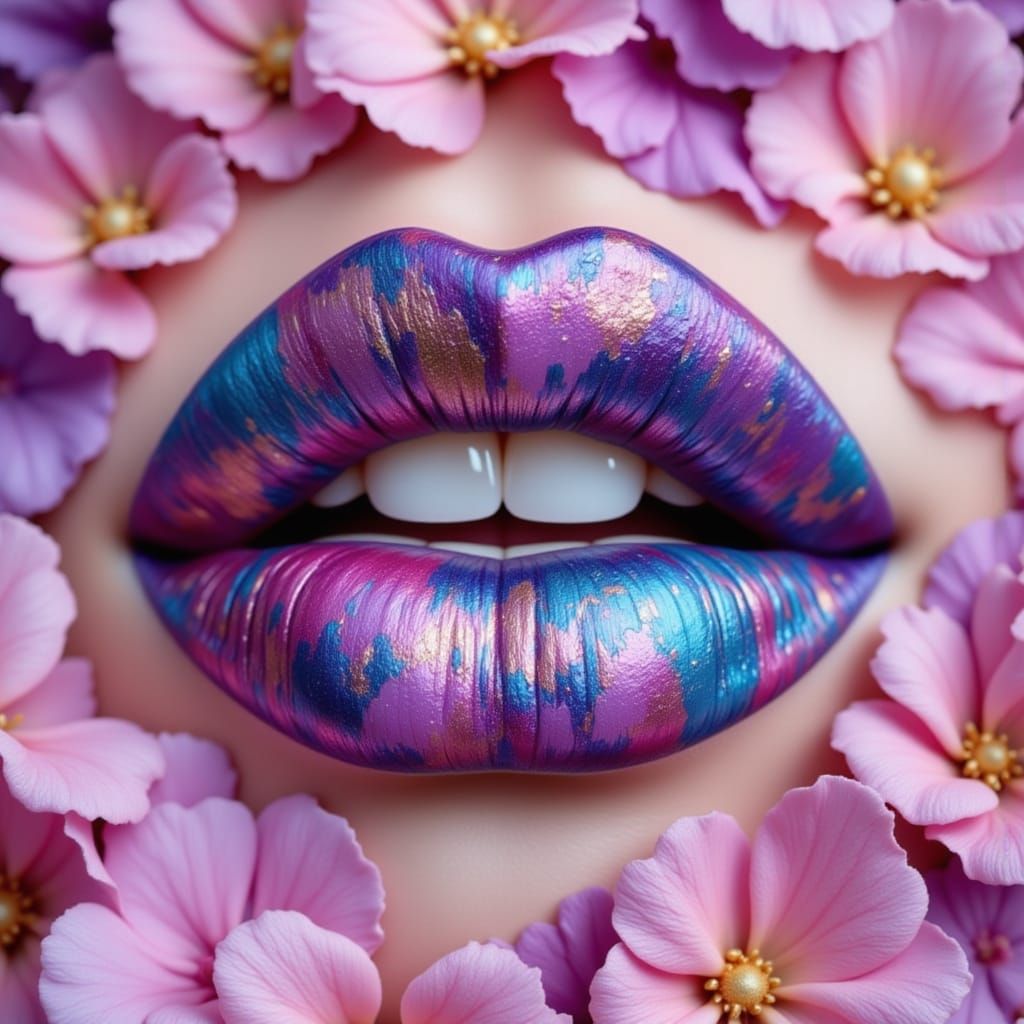 Glossy Marbled Lips in Electric Colors