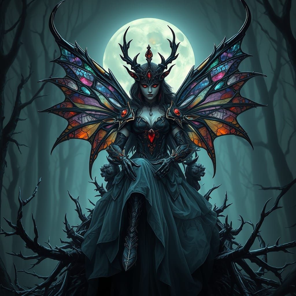 Gothic Fairy Queen on Thorn Throne