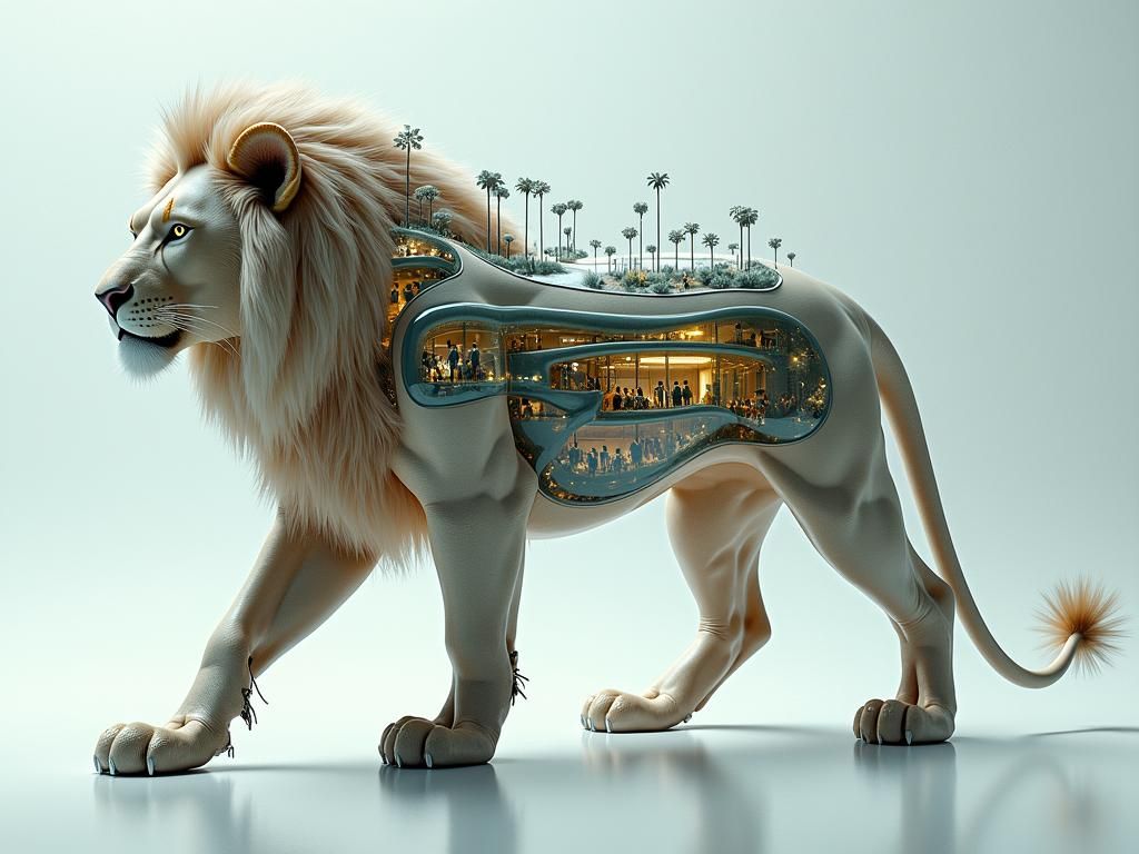 Futuristic City Inside a Lion