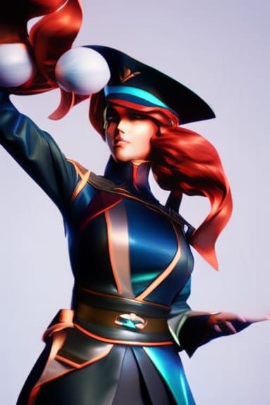 Drawn airship captain lady