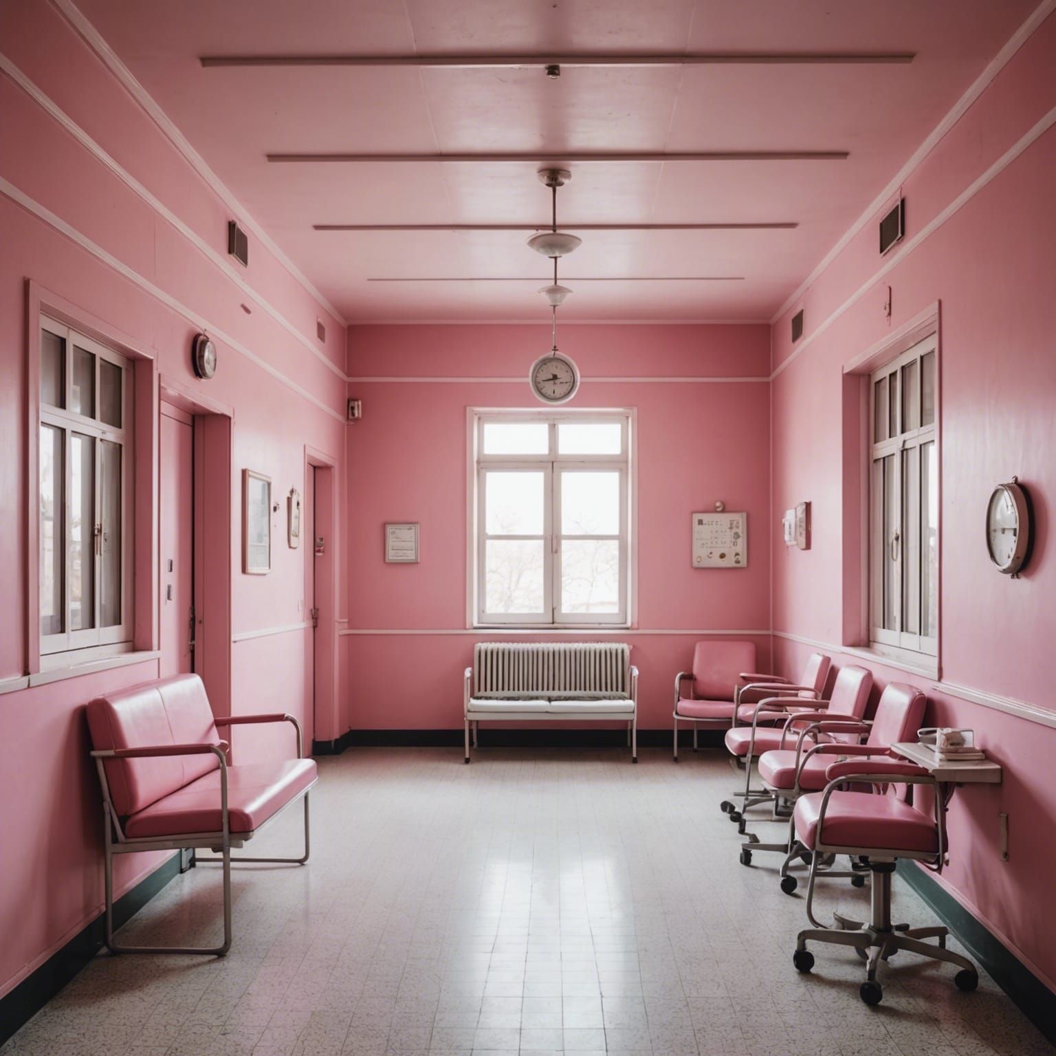 Pretty Pink Retro Hospital Interior