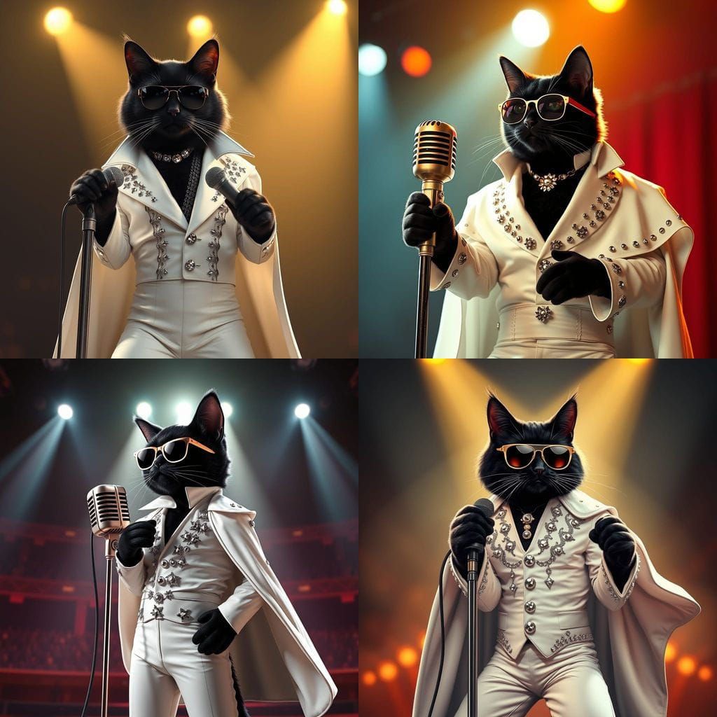 Elvis Cat Croons Under the Spotlight