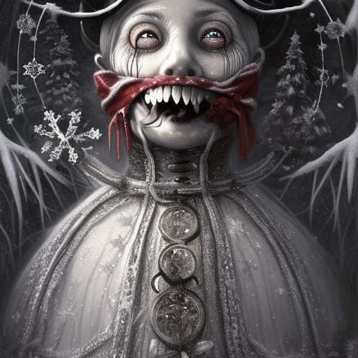 Old World Creepy Snowman in Hyperrealistic Style