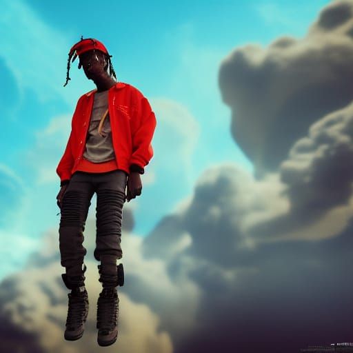 Travis Scott on Cloud: Pixar-Style 3D Digital Art