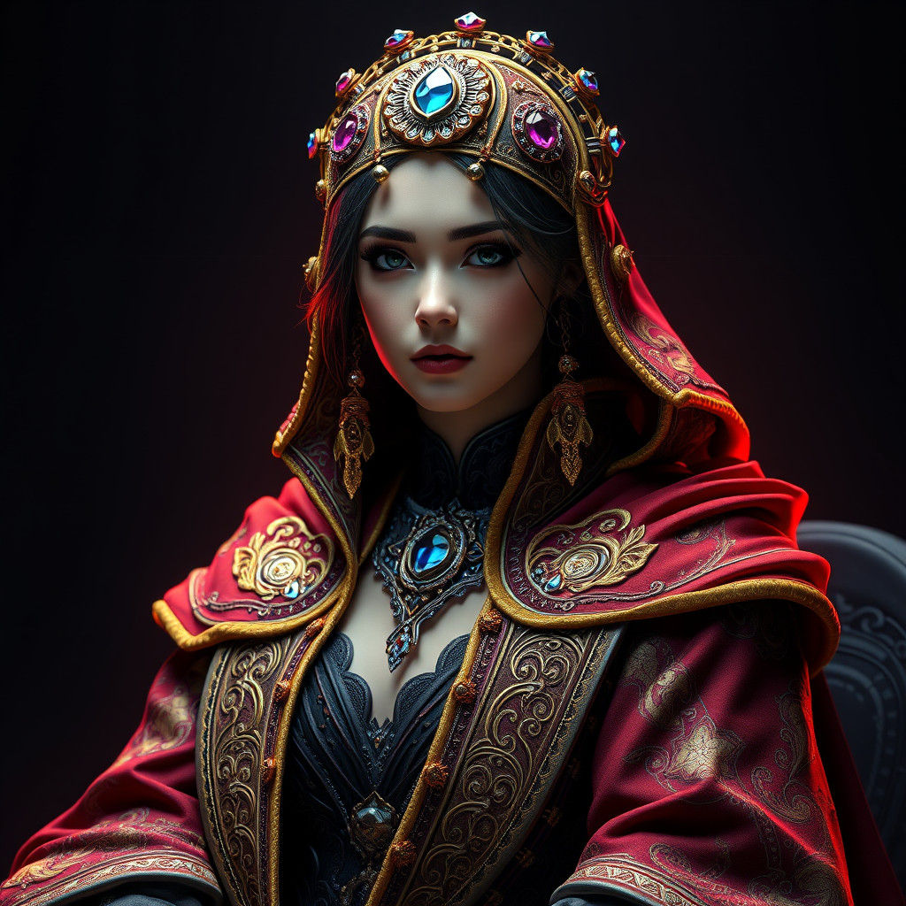 Fantasy Portrait with Ornate Attire in 8k Resolution