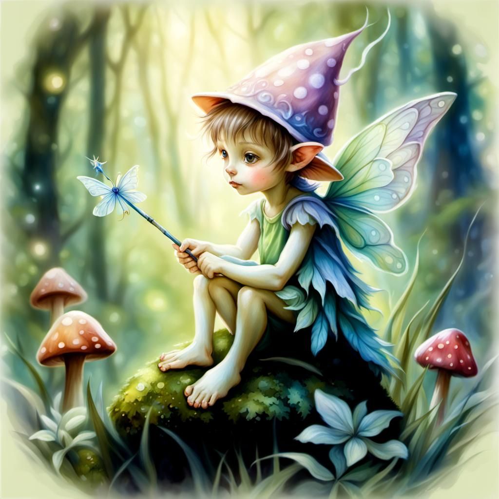 Baby Pixie Fairy in Enchanted Forest