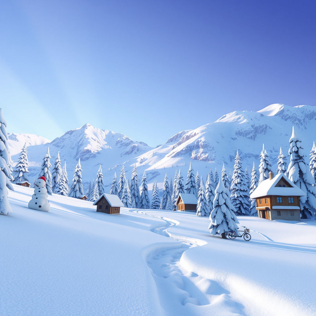 Snowy Alpen Wonderland in 3D Digital Art
