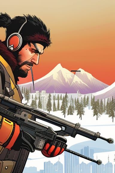 Barbarian vs Bear and Cyberpunk Hacker, Concept Art