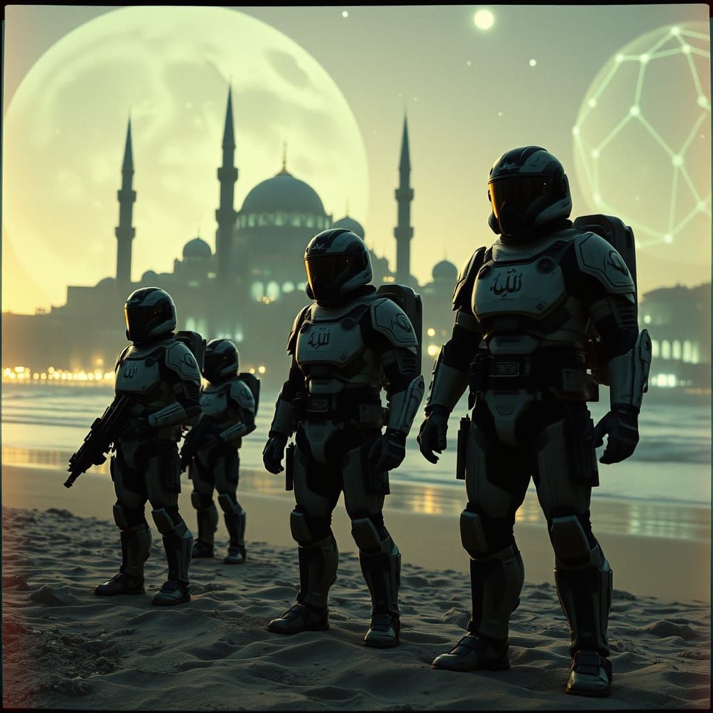 Futuristic Islamic City Protected by Space Marines