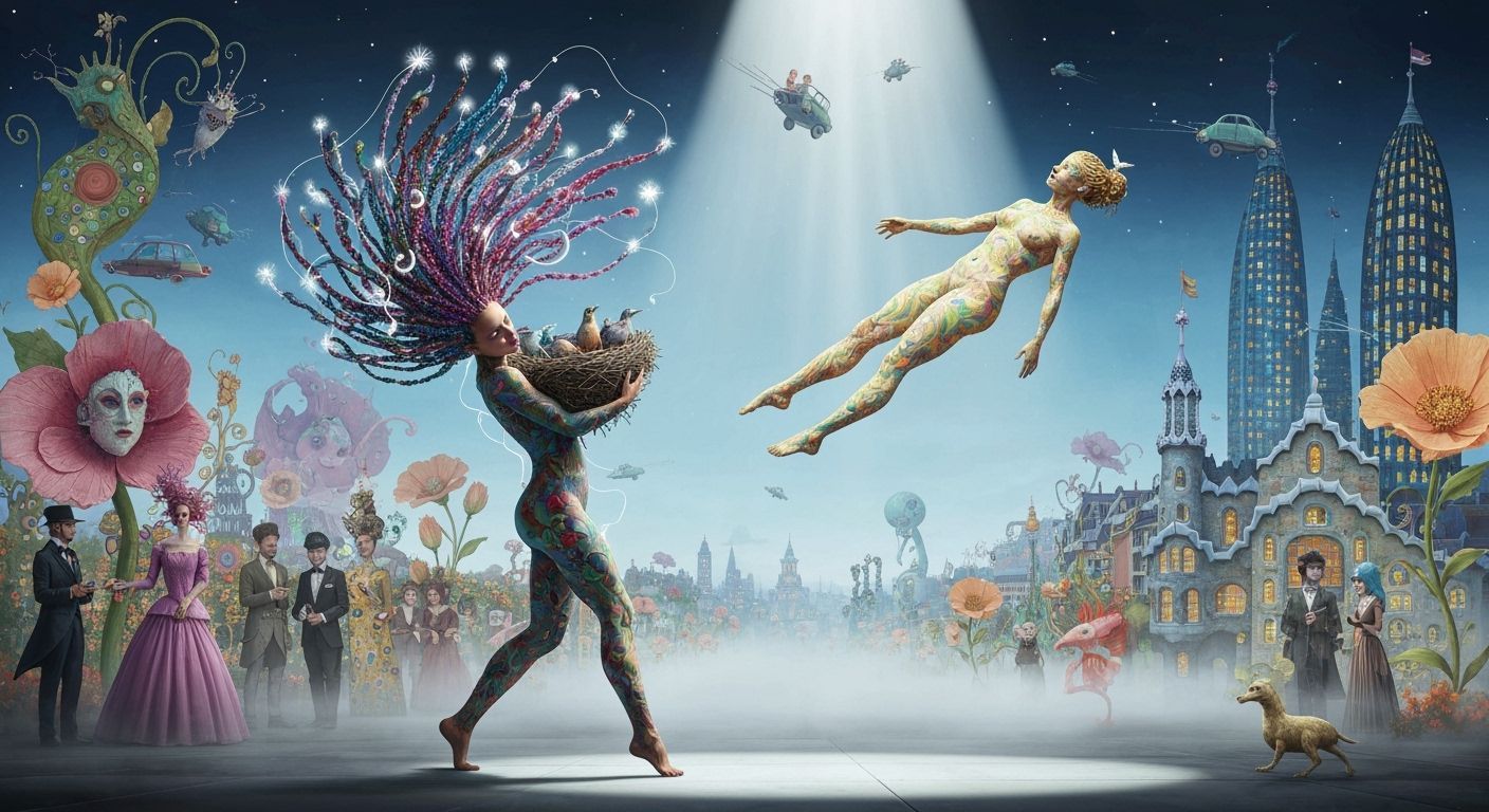 Psychedelic Dancer's Hair Transformation on Stage