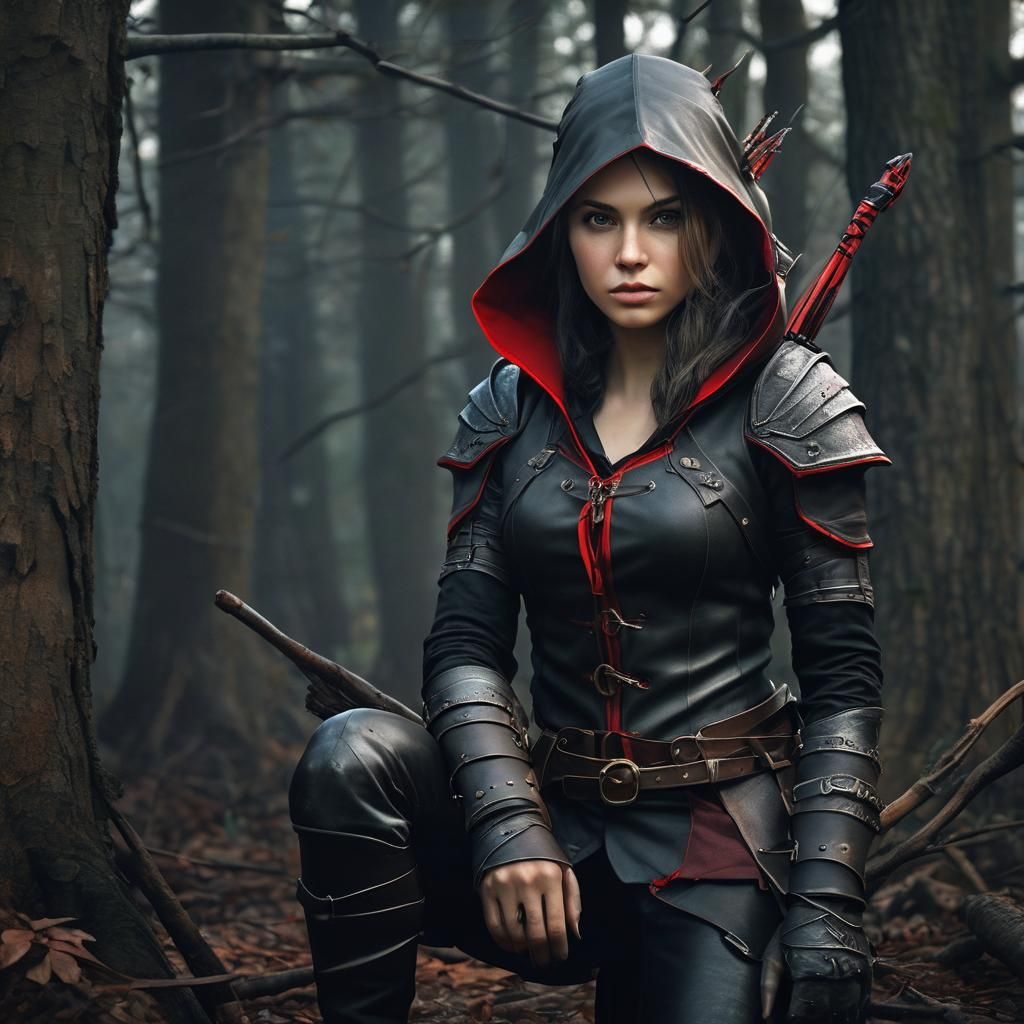 Medieval Huntress Portrait: Cartoon Concept Art