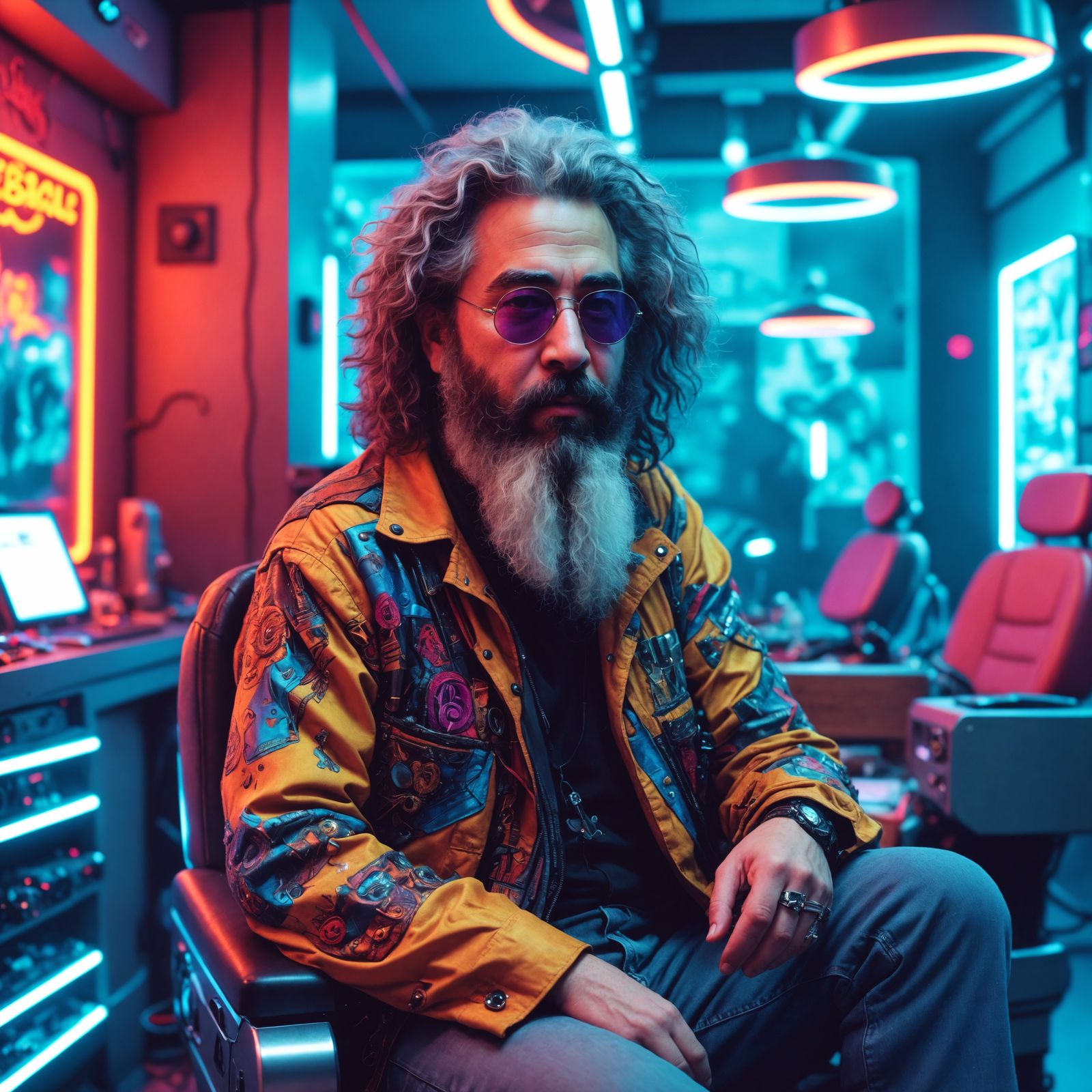 Young Jerry Garcia: Cyberpunk Haberdashery Reimagining