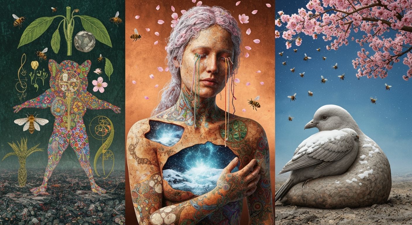 Bio Art Collage of Exile Rebel in Moonlit Forest