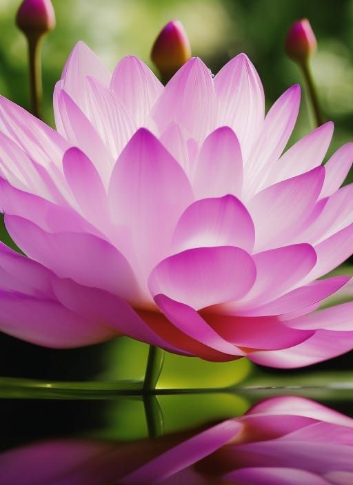 Lotus Flower in Glass Vase, Surreal Still Life