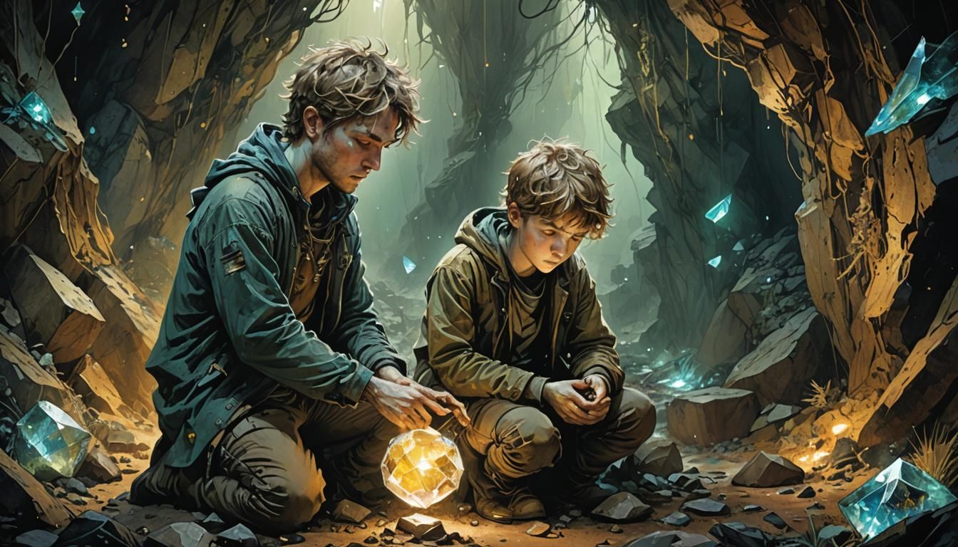 Boys Discover Glowing Gem in Bioluminescent Cavern