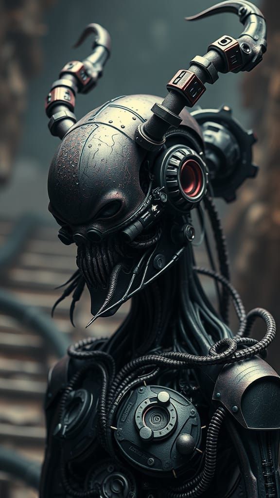 Cybernetic Horror in a Dystopian Realm, Inspired by H.R. Gig...