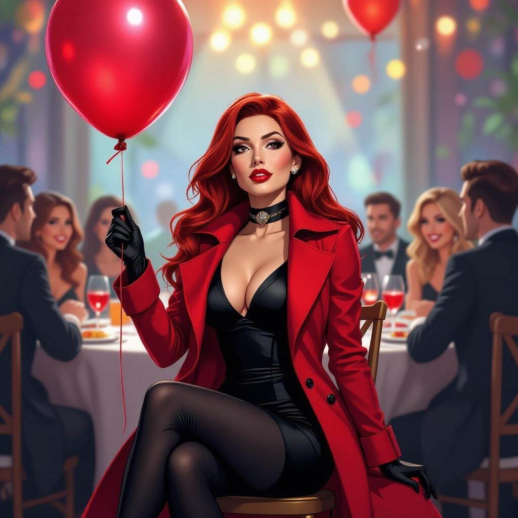 Scarlet Witch Pops Birthday Balloon in Comic Book Style
