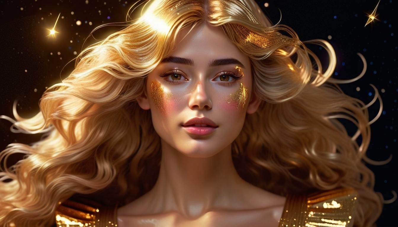 Sailor Galaxia Portrait with Golden Dress, Digital Art