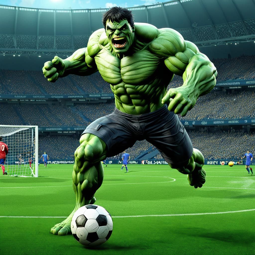 Hulk playing soccer (series)