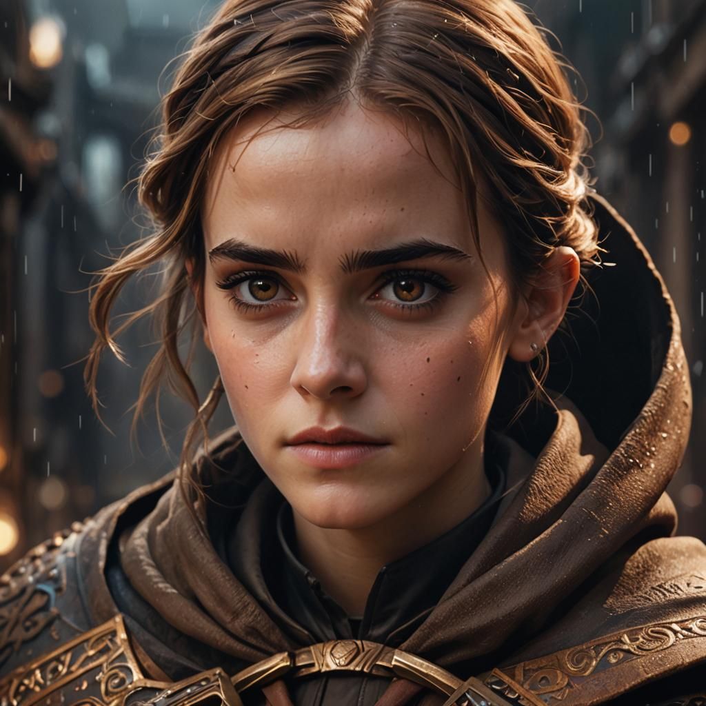 Emma Watson in Dark Fantasy Style, Hyperdetailed