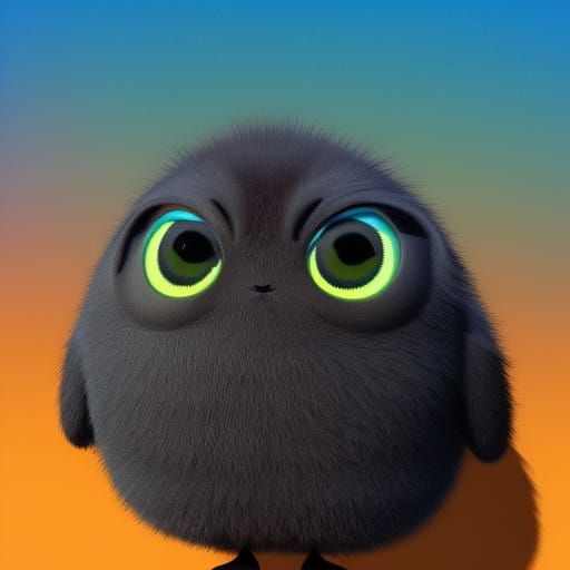 Cute Black Moth Beast in 3D Digital Art