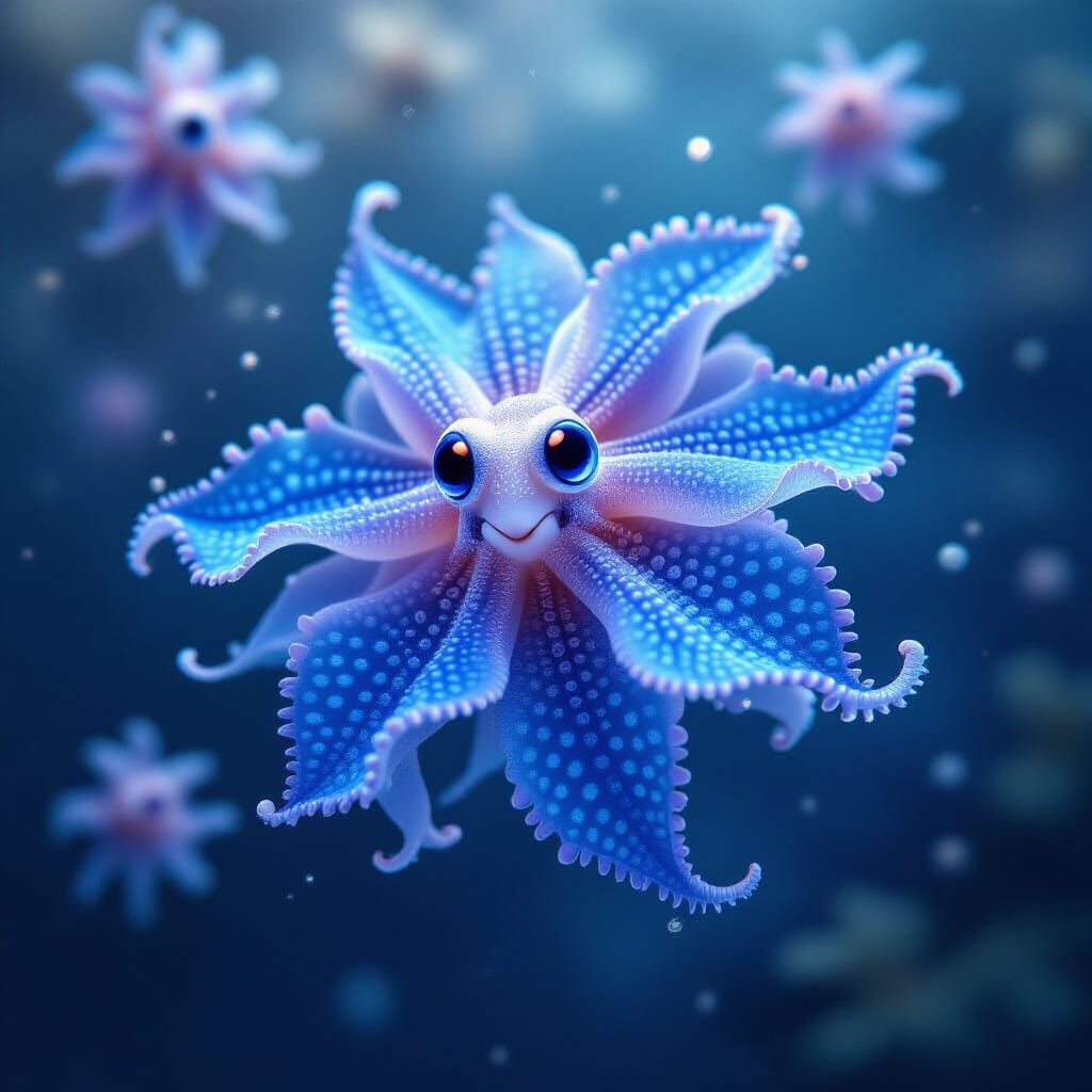 Hybrid Sea Slug in Deep-Sea Microphotograph Style