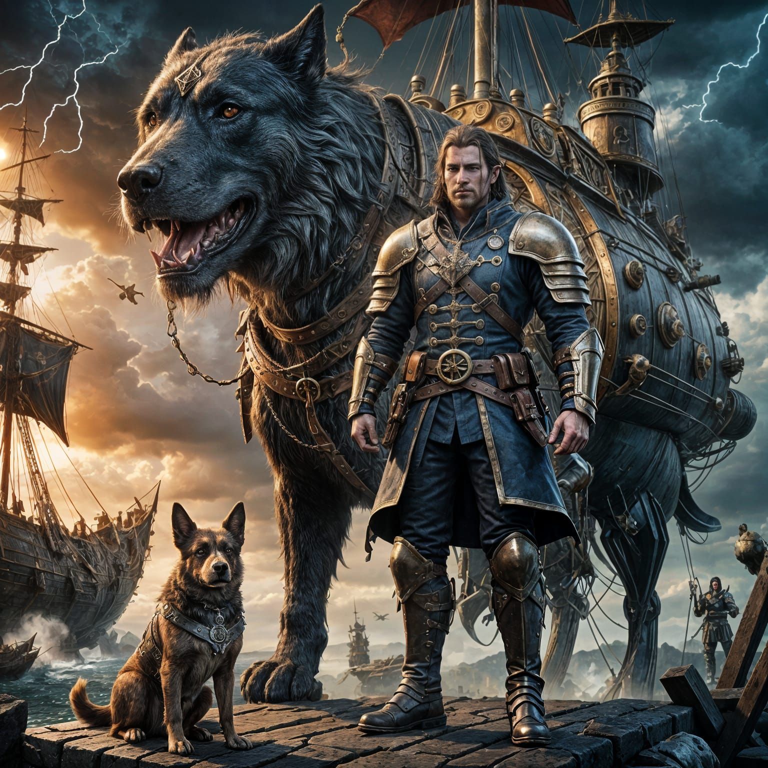 Dark Fantasy Airship Captain: Half Elf Paladin in Medieval A...