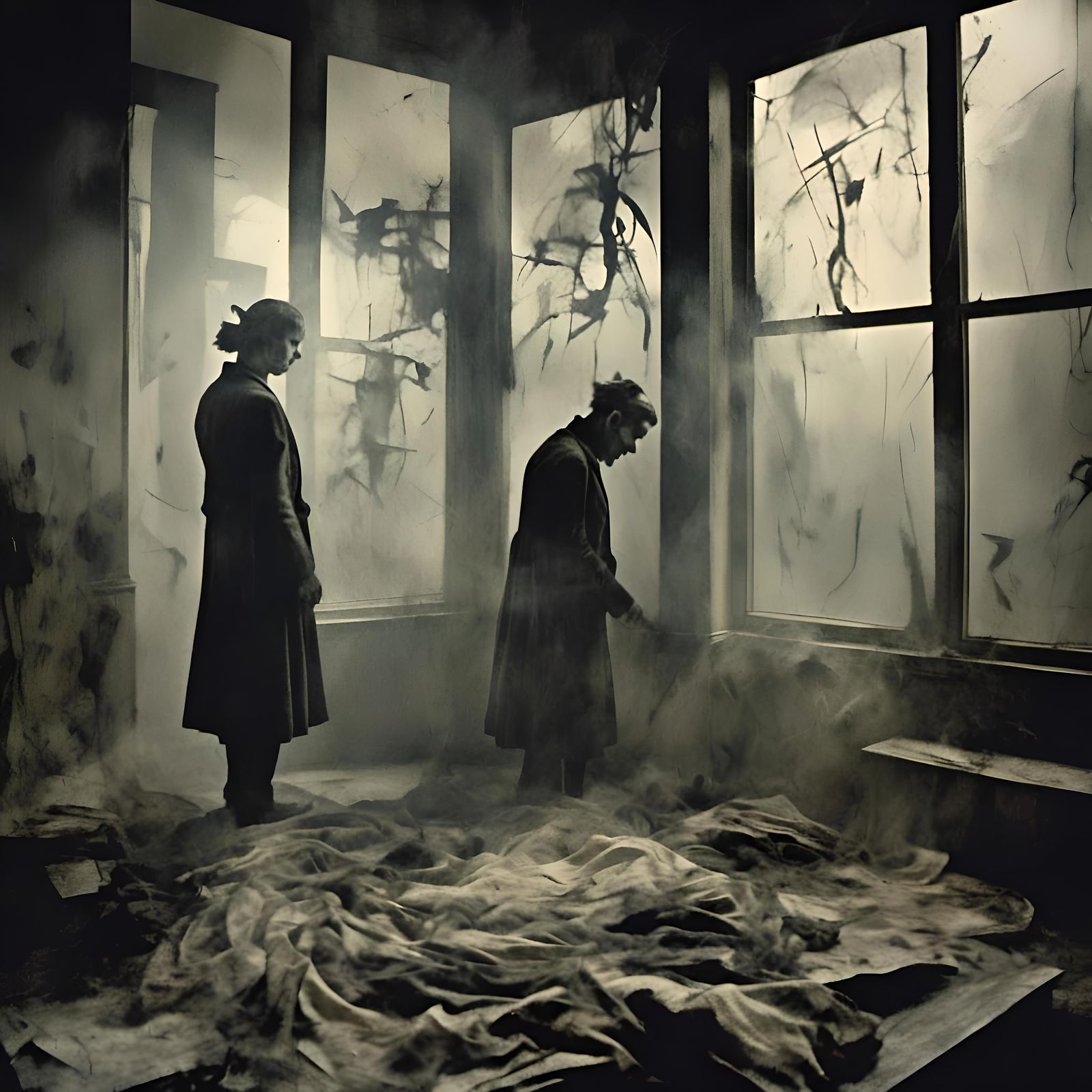 Eerie Double Exposure of a Sleepwalker in Dreamscape