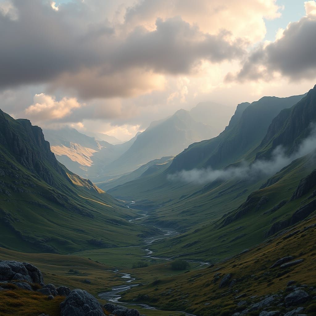 Mystical Scottish Highlands Landscape in Vibrant Detail