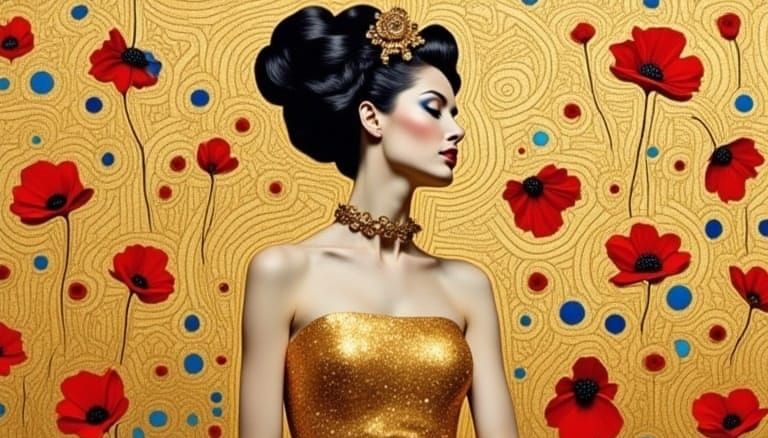 Golden Woman Portrait in Vienna Secession Style