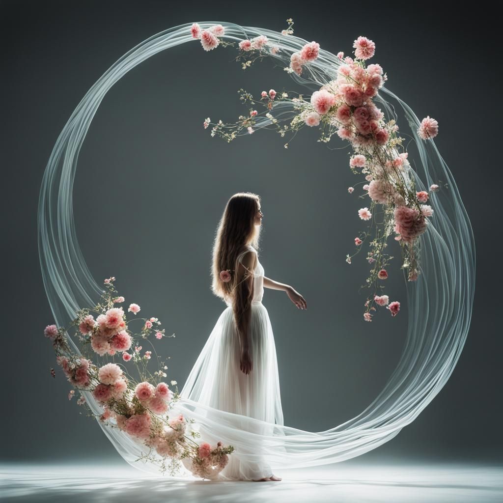 Surreal Glass Woman Portrait in Warm Golden Tones