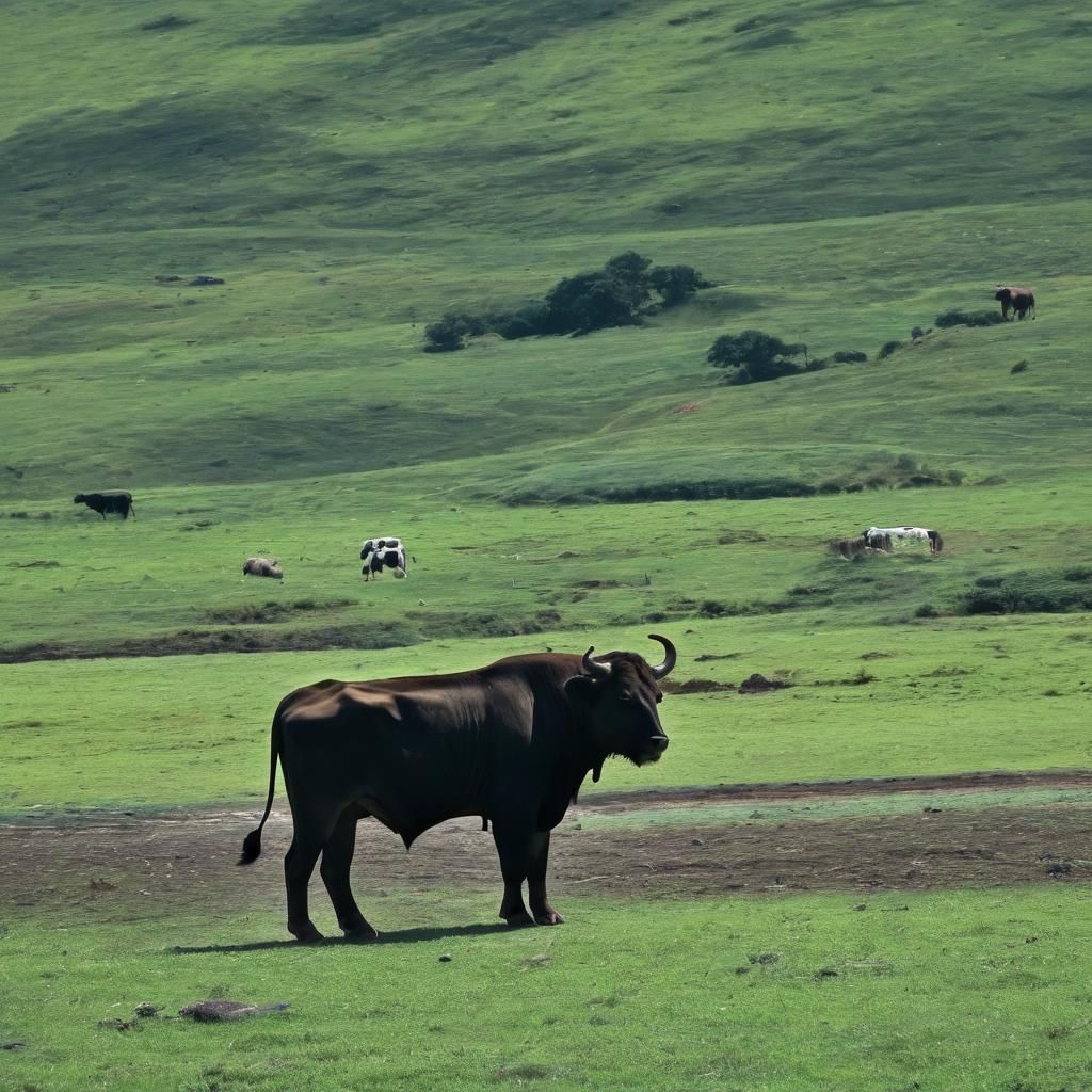 Cow and Lion Side-by-Side