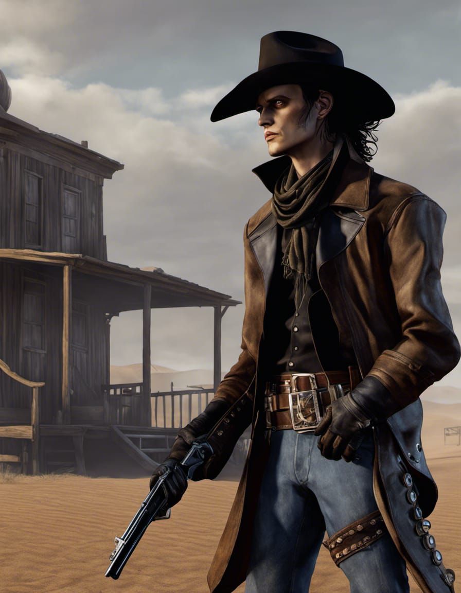 Gothic Cowboy in Dust Bowl Concept Art