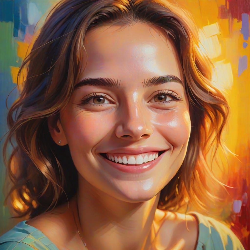 Romantic Woman's Portrait in Vibrant Oil Painting