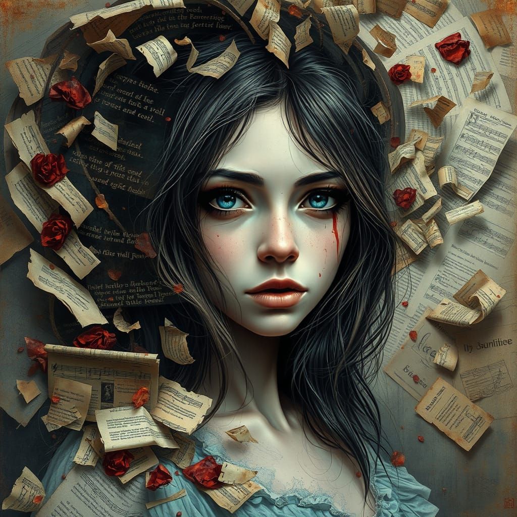 Melancholic Woman in a Vortex of Longing